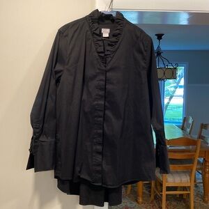 Chicos Long Sleeve Black Button Down Blouse, size 12/14